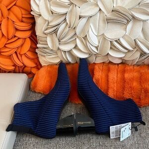 ❣️🆕Zara Blue & Black Stripe Sock Heeled Booties❣️
